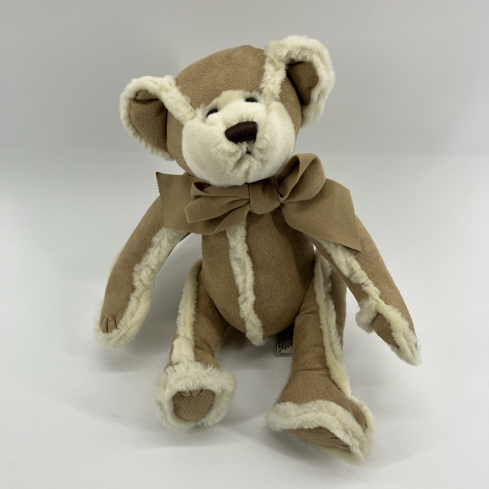 Bath & Body Works Gingerbread Teddy Bear with Bow Plush Tan Sueded Cream Sherpa